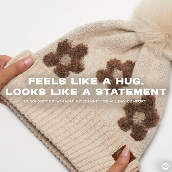 Ultra Soft Chenille Faux Fur Pom Pom Beanie Winter Ski Cap Fashion main image 8